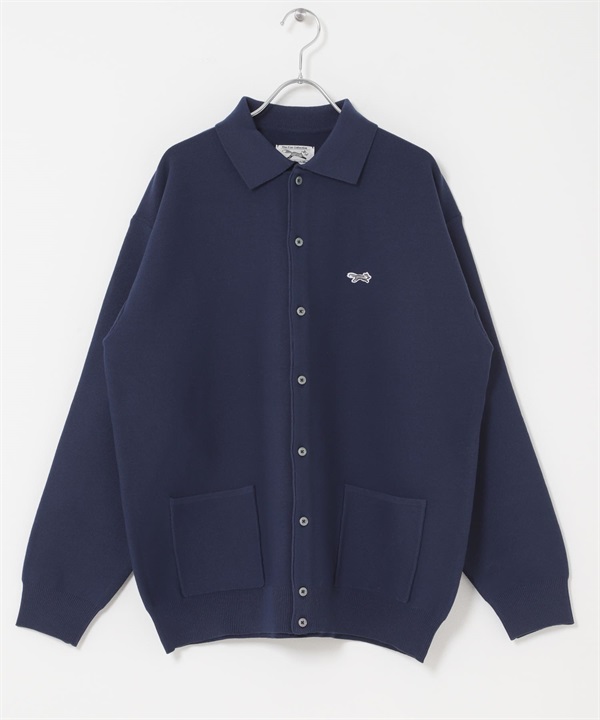 【別注】PENNEYS / THE FOX刺繡襯衫式開襟衫(藏青色-M-NAVY)