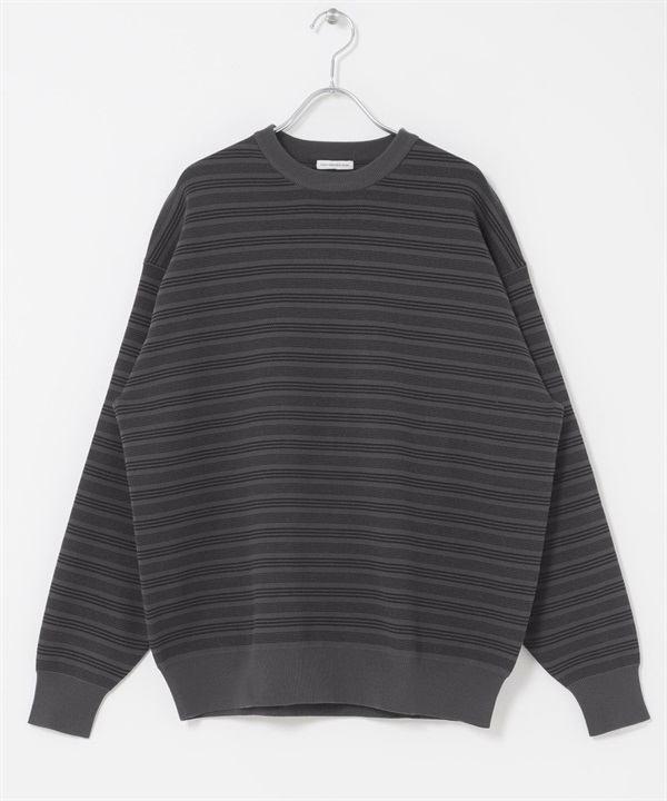 『UR TECH Renew Knit 』圓領套衫(炭灰色條紋-M-CHARCOAL GRAY)