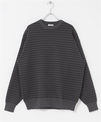 『UR TECH Renew Knit 』圓領套衫(炭灰色條紋-M-CHARCOAL GRAY)