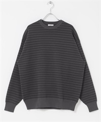 『UR TECH Renew Knit 』圓領套衫(炭灰色條紋-M-CHARCOAL GRAY)