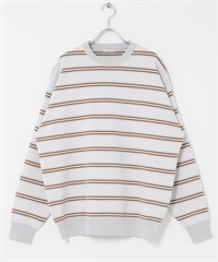 『UR TECH Renew Knit 』圓領套衫(灰色條紋-M-其他灰色)