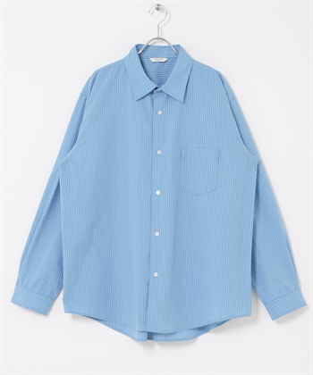 TC府綢標準領襯衫(條紋-L-其他藍色)