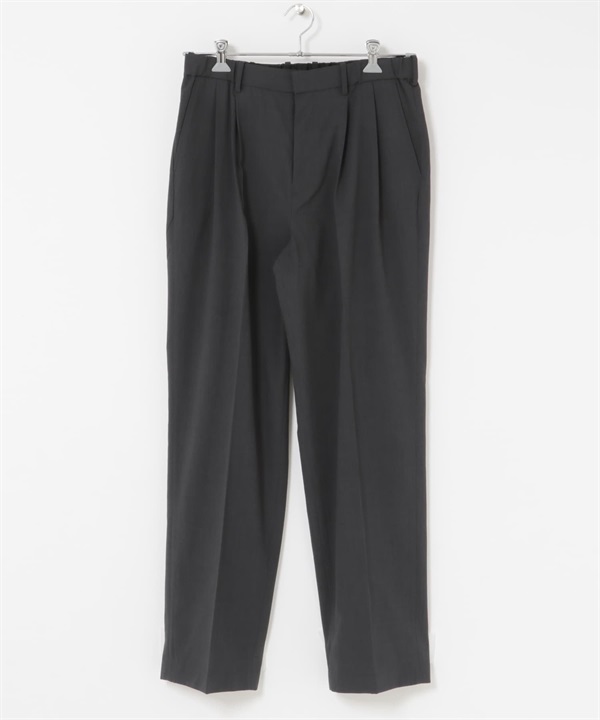 EASY CARE/速乾/UV CUT雙褶寬褲(炭灰色-M-CHARCOAL GRAY)