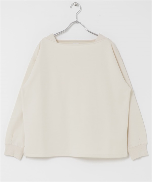 強撚空氣層船型領套衫(奶油色-FREE-其他白色)