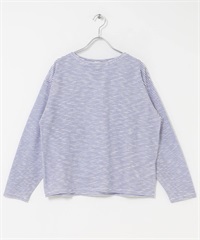 粗節紗細橫紋T恤(米色x藍色-FREE-其他白色)