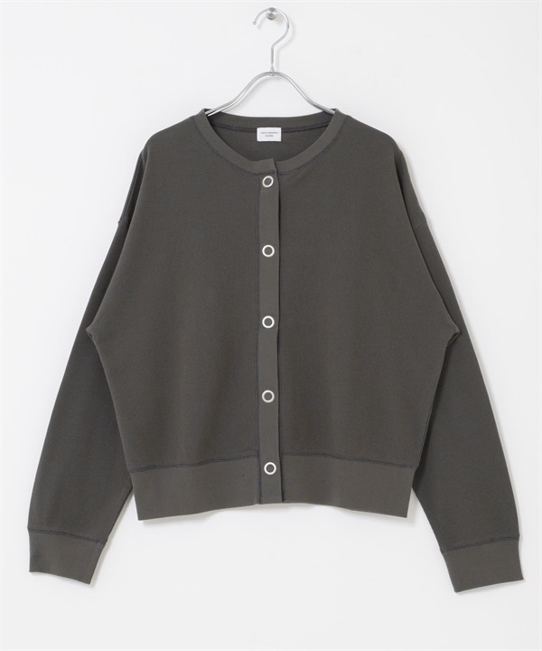 輕盈圓編羅紋開襟衫(炭灰色-FREE-CHARCOAL GRAY)