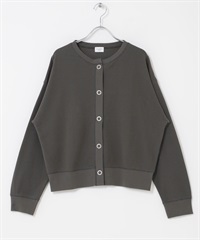 輕盈圓編羅紋開襟衫(炭灰色-FREE-CHARCOAL GRAY)