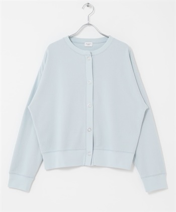 輕盈圓編羅紋開襟衫(淺藍色-FREE-LIGHT BLUE)