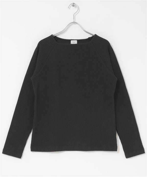 方領羅紋套衫(黑色-FREE-BLACK)