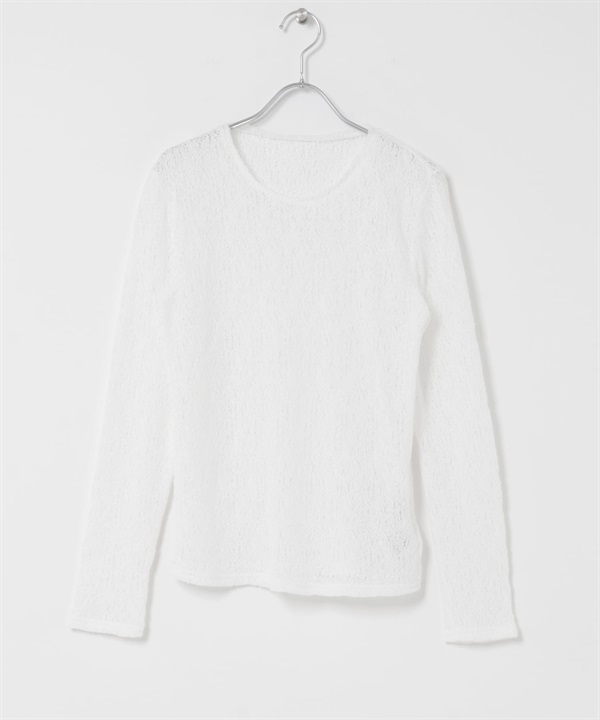 羅素花邊蕾絲長袖T恤(米色-FREE-OFF WHITE)