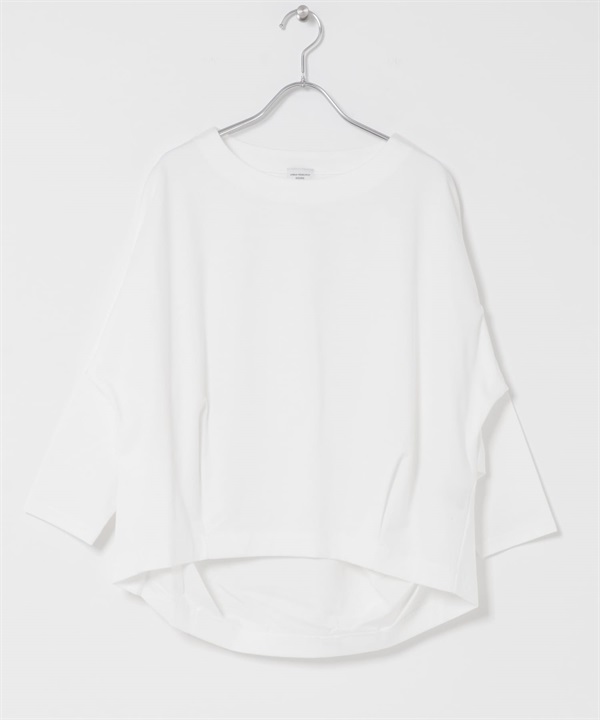 棉質背面打褶七分袖套衫(米色-FREE-OFF WHITE)