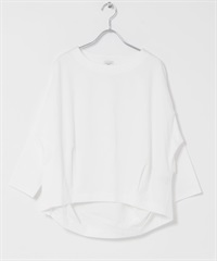 棉質背面打褶七分袖套衫(米色-FREE-OFF WHITE)