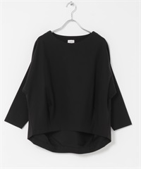 棉質背面打褶七分袖套衫(黑色-FREE-BLACK)