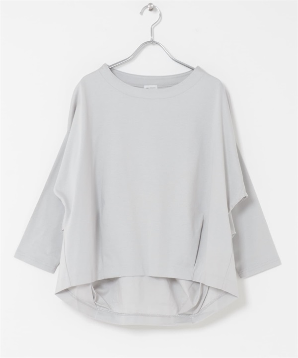 棉質背面打褶七分袖套衫(淺藍色-FREE-其他藍色)