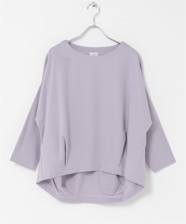 棉質背面打褶七分袖套衫(紫色-FREE-PURPLE)