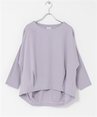 棉質背面打褶七分袖套衫(紫色-FREE-PURPLE)
