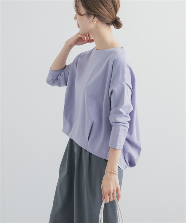 棉質背面打褶七分袖套衫