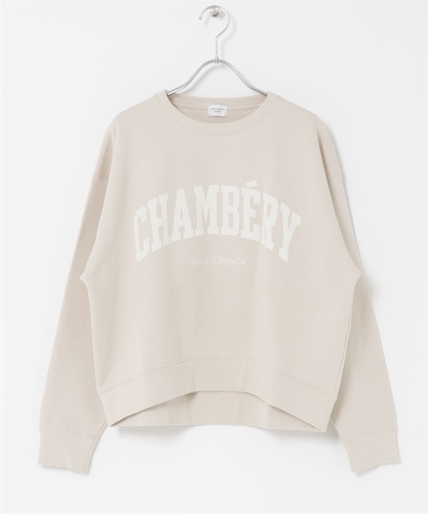 學院風LOGO刺繡棉質毛圈上衣(灰膚色-FREE-其他膚色)