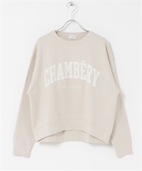 學院風LOGO刺繡棉質毛圈上衣(灰膚色-FREE-其他膚色)