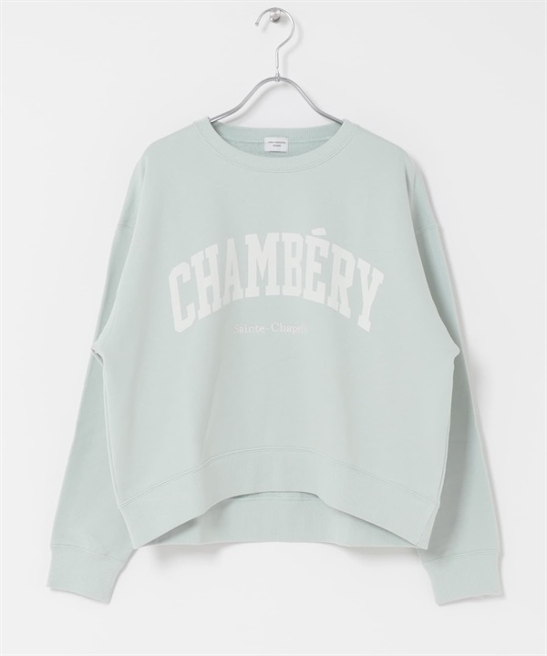 學院風LOGO刺繡棉質毛圈上衣(薄荷綠-FREE-MINT)