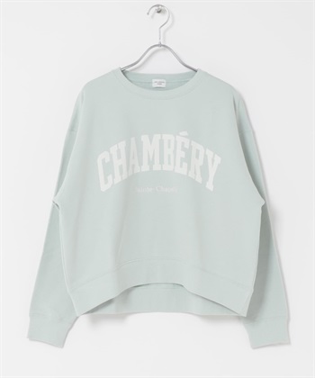 學院風LOGO刺繡棉質毛圈上衣(薄荷綠-FREE-MINT)