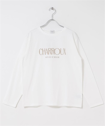 LOGO印花長袖T恤(米色x膚色-FREE-OFF WHITE)