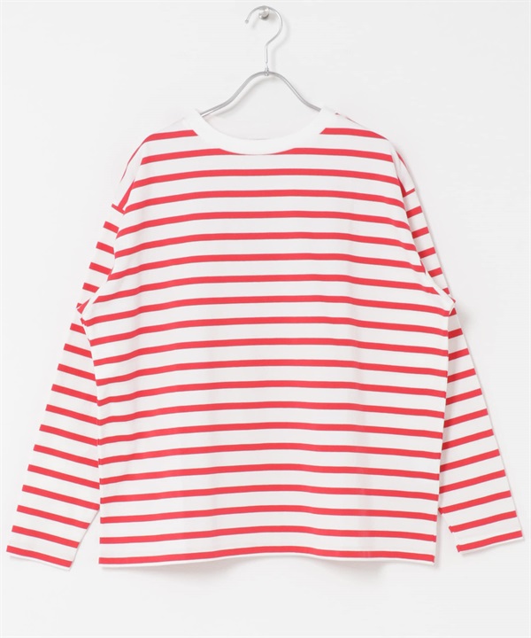 橫紋寬版套衫(紅色-FREE-RED)