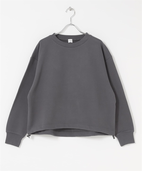 棉質毛圈下襬抽繩套衫(炭灰色-FREE-CHARCOAL GRAY)