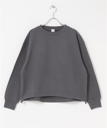 棉質毛圈下襬抽繩套衫(炭灰色-FREE-CHARCOAL GRAY)