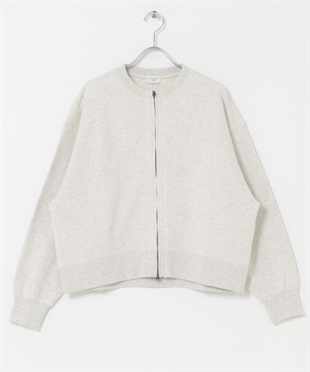 棉質毛圈拉鍊開襟衫(燕麥色-FREE-其他白色)