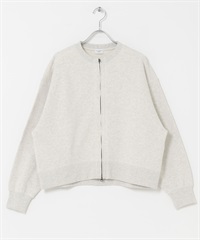 棉質毛圈拉鍊開襟衫(燕麥色-FREE-其他白色)