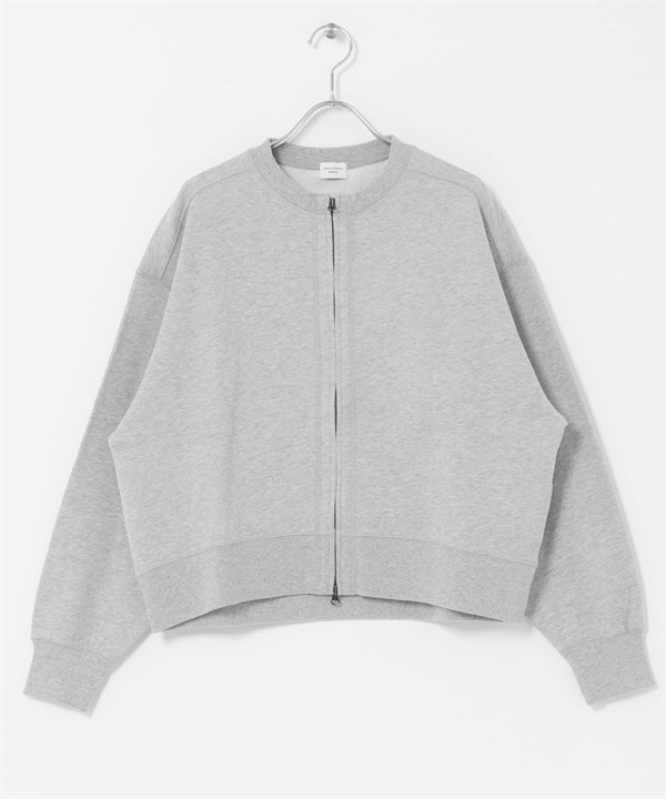 棉質毛圈拉鍊開襟衫(灰色-FREE-GRAY)