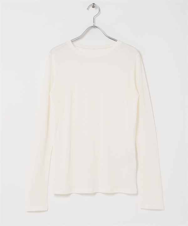 混麻料透膚長袖T恤(米色-FREE-OFF WHITE)