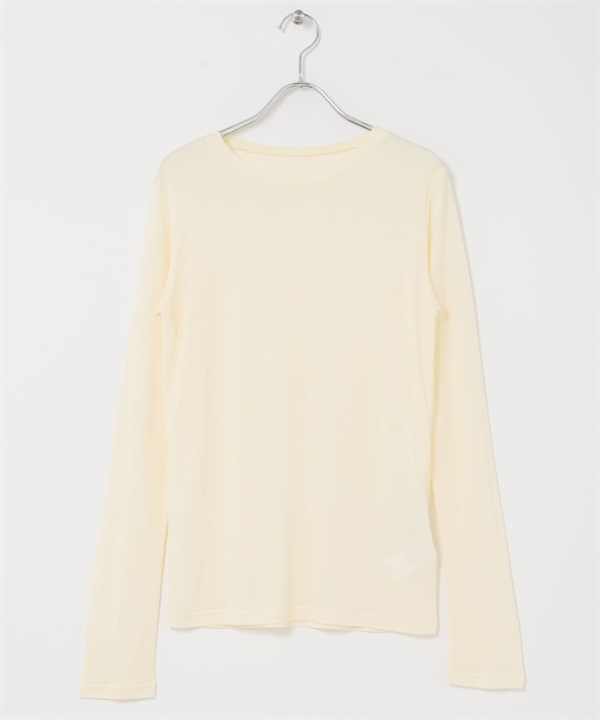 混麻料透膚長袖T恤(奶油色-FREE-其他白色)