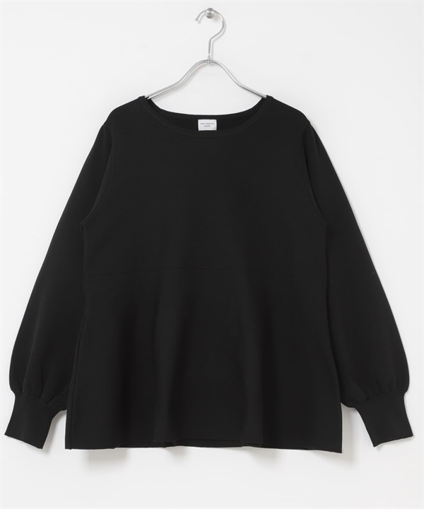 荷葉下襬針織衫(黑色-FREE-BLACK)