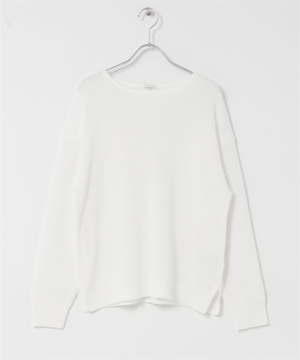 畦編船型領針織衫(米白色-FREE-OFF WHITE)