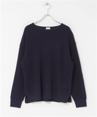 畦編船型領針織衫(藏青色-FREE-NAVY)