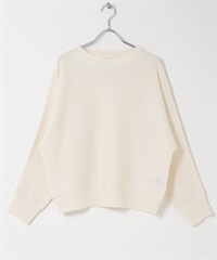 混麻料粗節紗蝙蝠袖針織衫(米白色-FREE-OFF WHITE)