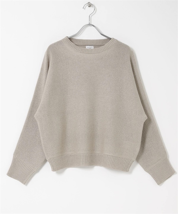 混麻料粗節紗蝙蝠袖針織衫(灰膚色-FREE-其他灰色)