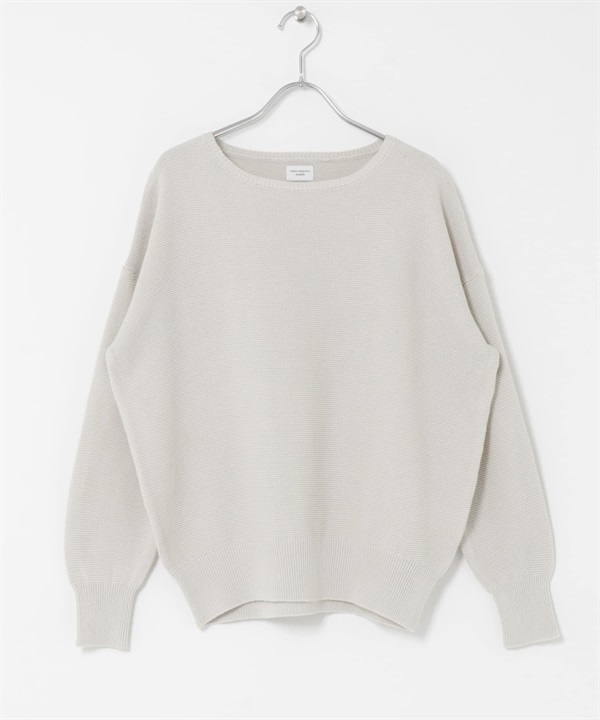 棉質船型領平編針織衫(淺灰色-FREE-LIGHT GRAY)