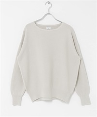 棉質船型領平編針織衫(淺灰色-FREE-LIGHT GRAY)