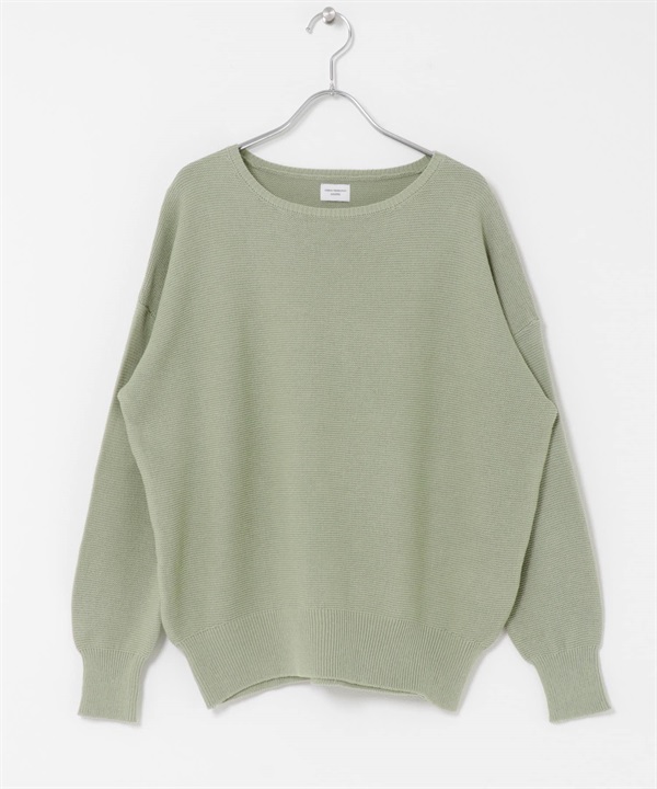 棉質船型領平編針織衫(薄荷綠-FREE-MINT)