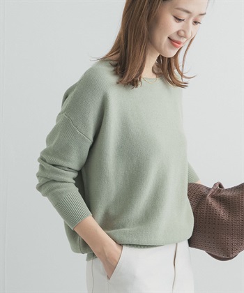 棉質船型領平編針織衫