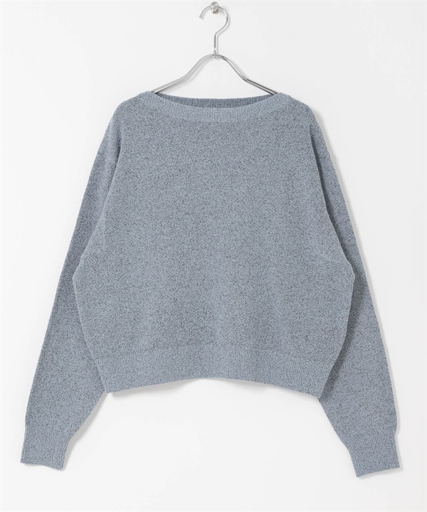 混色圈圈紗短版針織衫(藍色-FREE-BLUE)