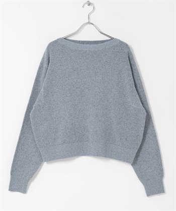 混色圈圈紗短版針織衫(藍色-FREE-BLUE)