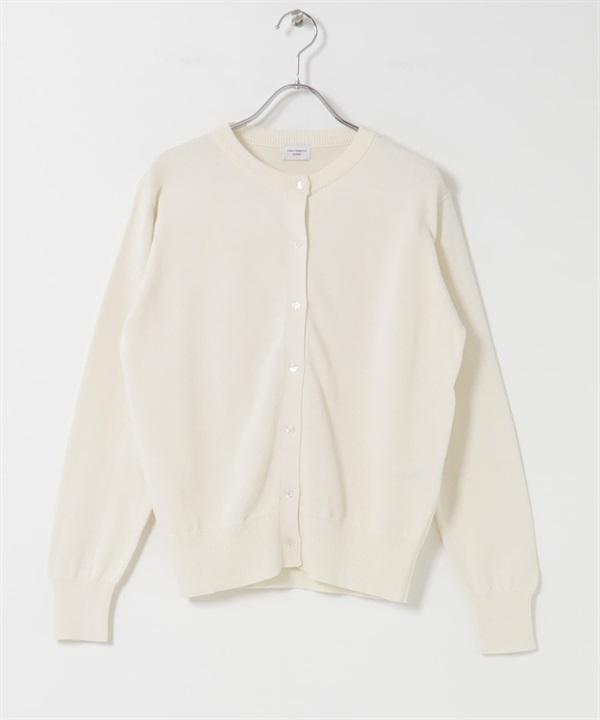 有機棉圓領開襟衫(米色-FREE-OFF WHITE)