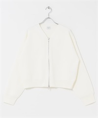 『UR TECH Renew Knit 』V領拉鍊開襟衫(米色-FREE-OFF WHITE)
