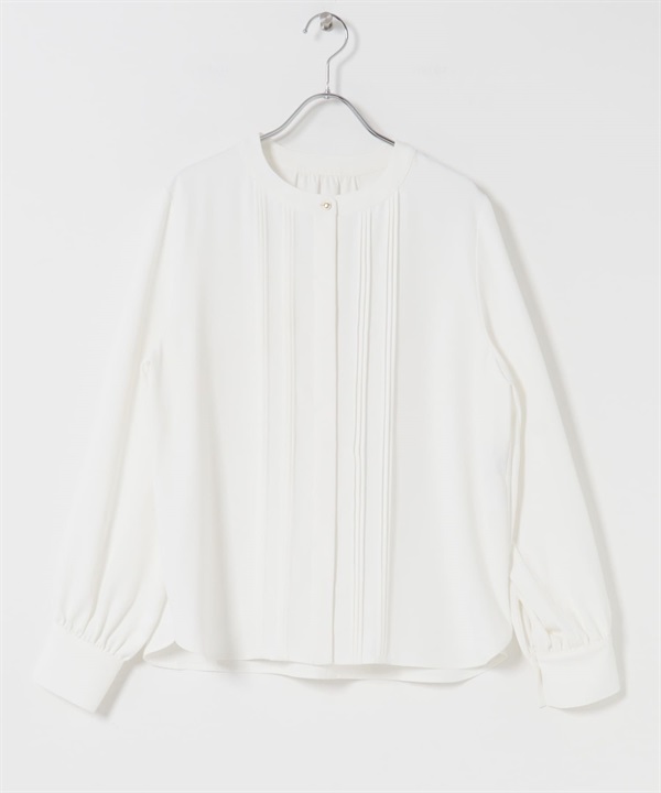 細褶金扣罩衫(米色-FREE-OFF WHITE)