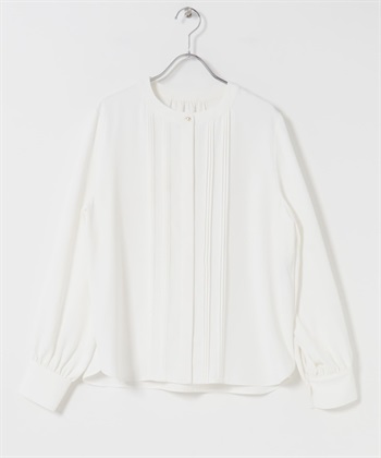 細褶金扣罩衫(米色-FREE-OFF WHITE)