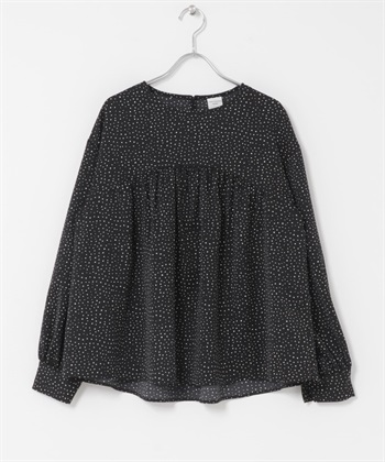 拼接碎褶罩衫(黑色-FREE-BLACK)